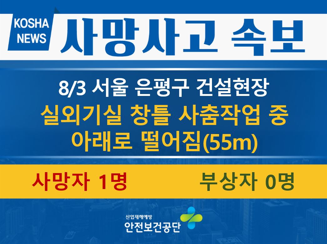 [8/3, 서울 은평구] 실외기실 사춤작업 중 떨어짐