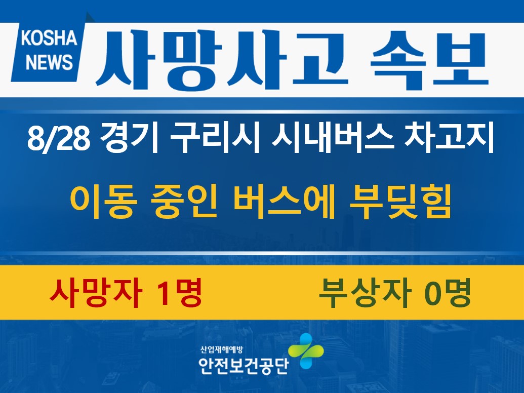 [8/28, 경기 구리시] 이동 중인 버스에 부딪힘