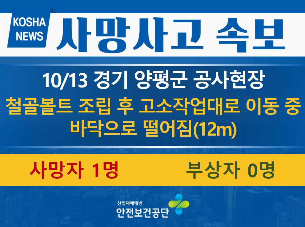 [10/13, 경기 양평군] 고소작업대로 이동 중 떨어짐