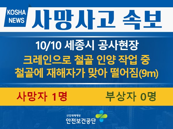 [10/10, 세종시] 철골에 재해자가 맞아 떨어짐