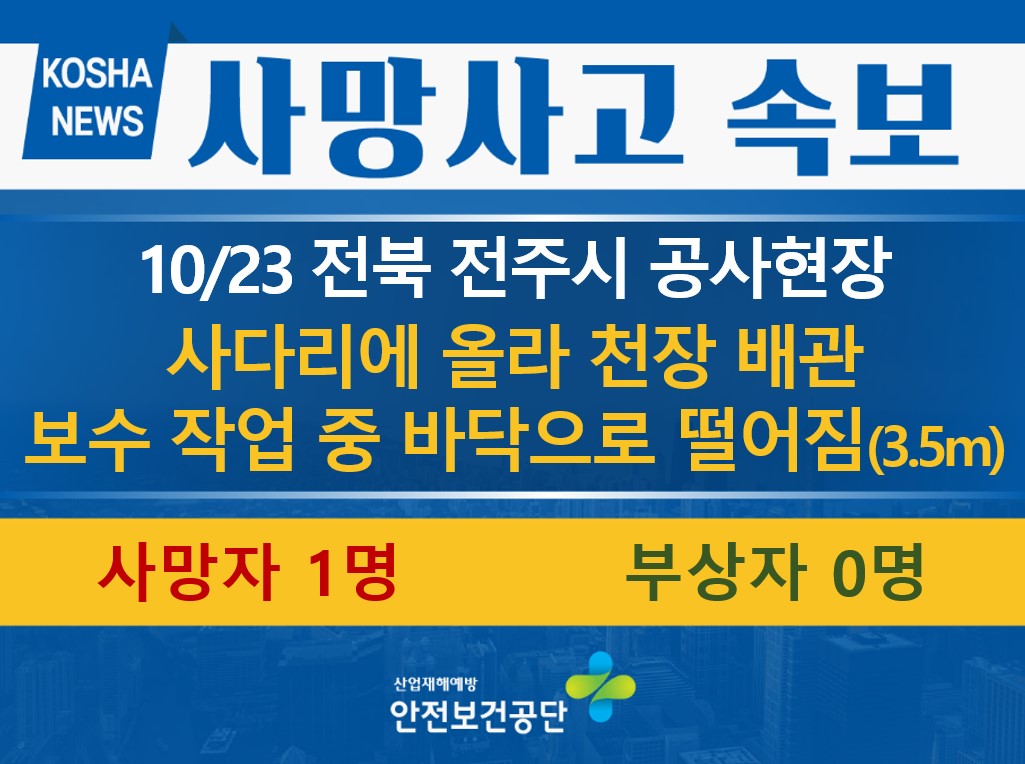 [10/23, 전북 전주시] 사다리에 올라 작업 중 떨어짐