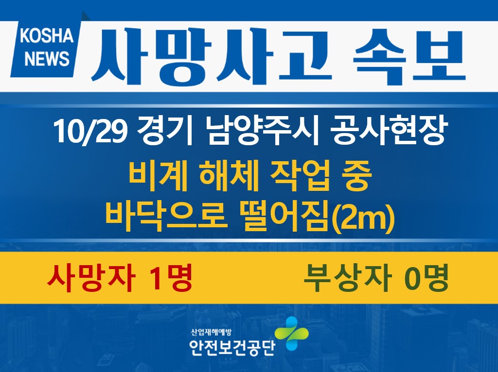 [10/29, 경기 남양주시] 비계 해체 중 떨어짐