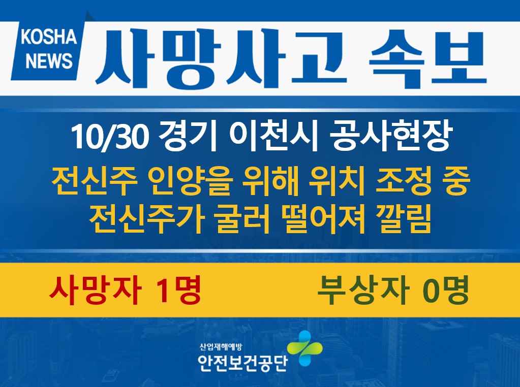 [10/30, 경기 이천시] 굴러떨어지는 전신주에 깔림