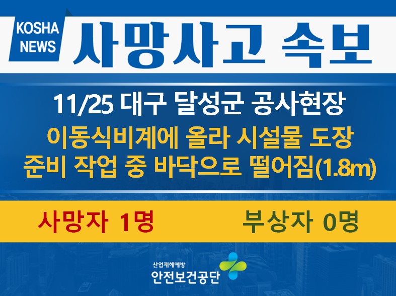 [11/25, 대구 달성군] 이동식비계에서 떨어짐