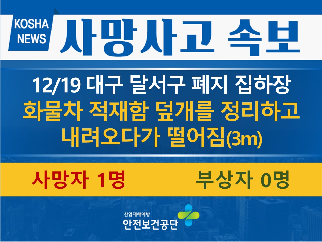 [12/19, 대구 달서구] 화물차 적재함 위에서 떨어짐 
