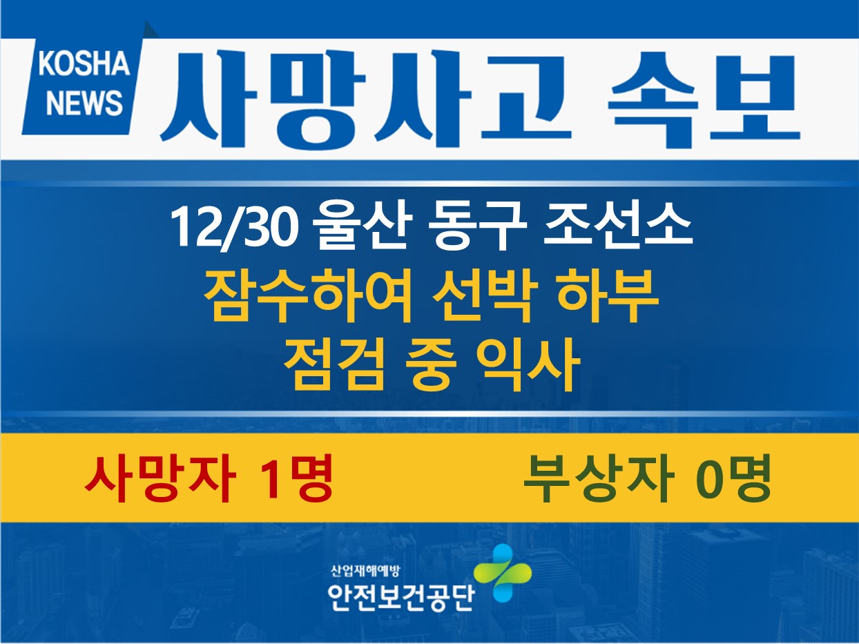 [12/30, 울산 동구] 잠수 작업 중 익사
