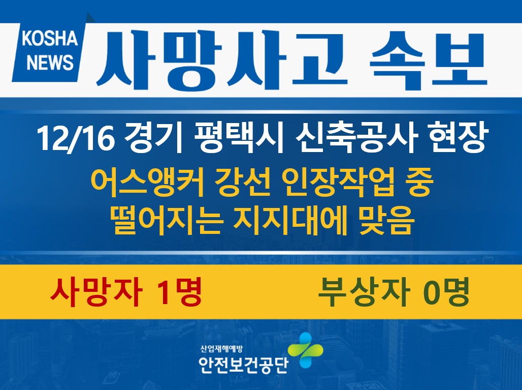 [12/16, 경기 평택시] 떨어지는 지지대에 맞음 