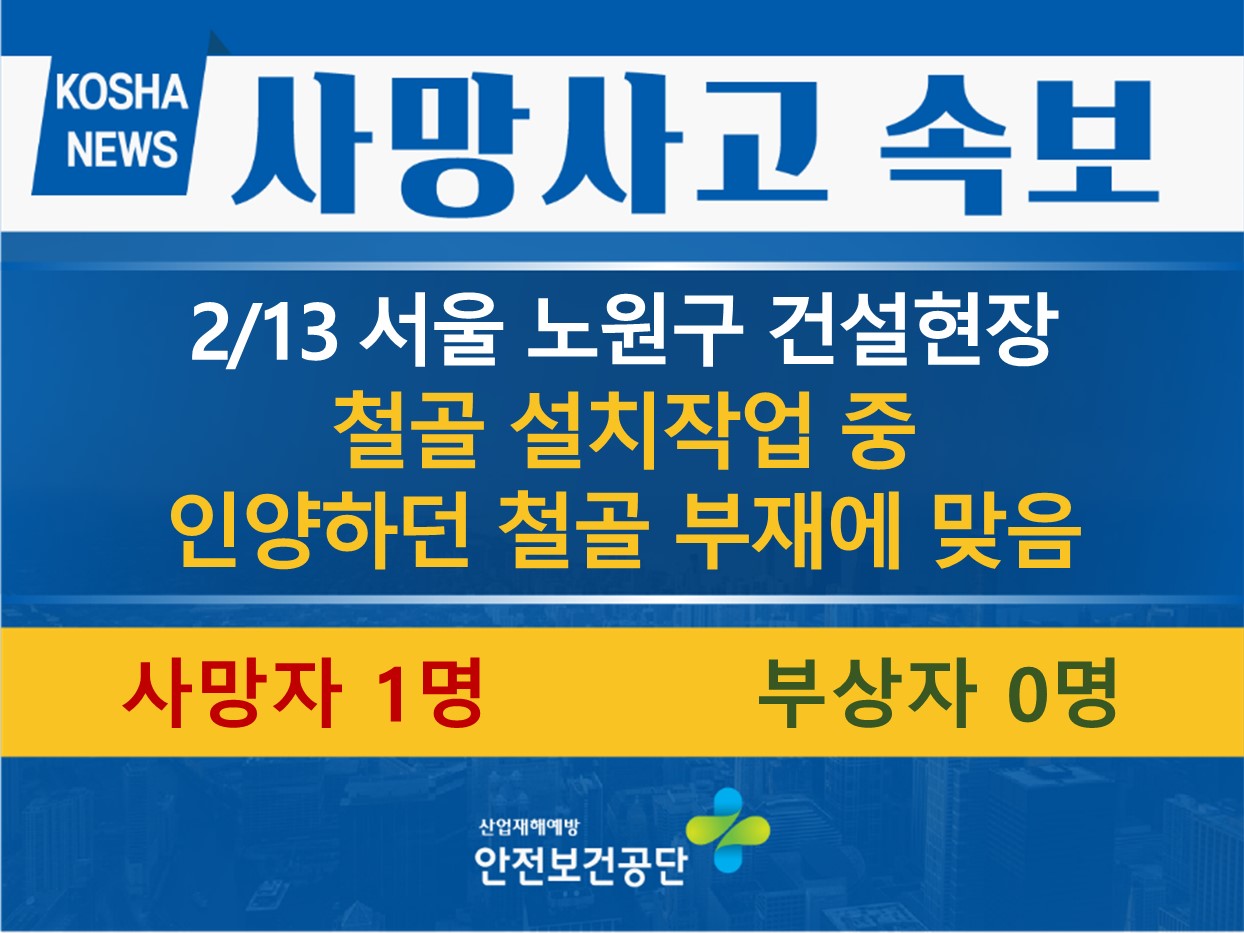 [2/13, 서울 노원구] 인양하던 철골 부재에 맞음