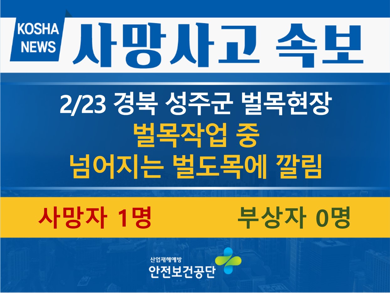 [2/23, 경북 성주군] 벌도목에 깔림