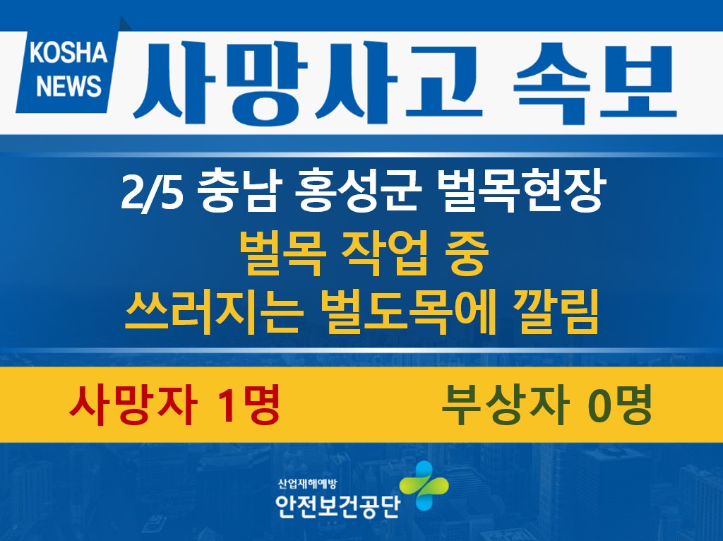 [2/5, 충남 홍성군] 벌도목에 깔림