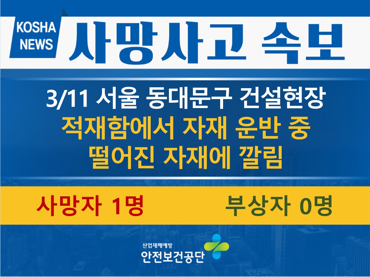 [3/11, 서울 동대문구] 떨어진 자재에 깔림