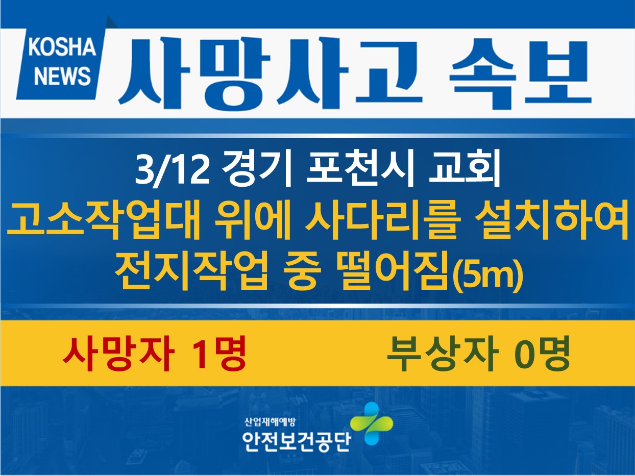[3/12, 경기 포천시] 고소작업대 위 사다리에서 떨어짐