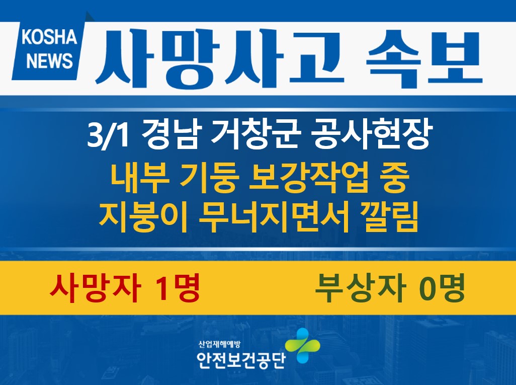 [3/1, 경남 거창군] 지붕이 무너지면서 깔림