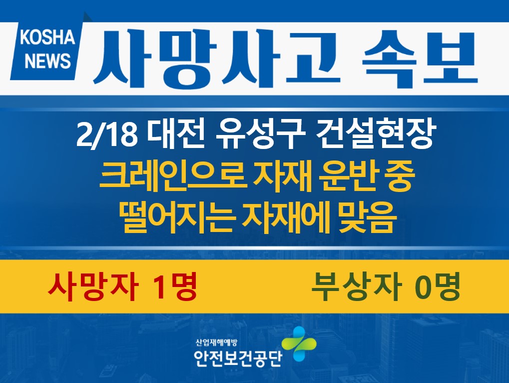 [2/18, 대전 유성구] 떨어지는 자재에 맞음