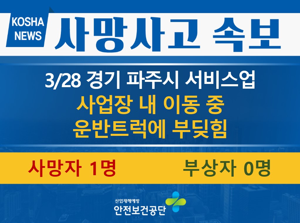 [3/28, 경기 파주시] 이동 중 운반트럭에 부딪힘