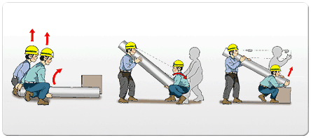 길이가 긴 물체를 1인 이상이 들어올리거나 옮기거나 할 때