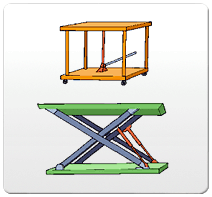 높낮이 조절이 필요한 작업 또는 물건을 들어 올릴 때는 리프트 테이블을 이용하고, 리프트 테이블의 성정은 취급하는 물체의 무게에 따라 선정한다