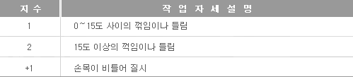 손목 자세에 대한 분류체계