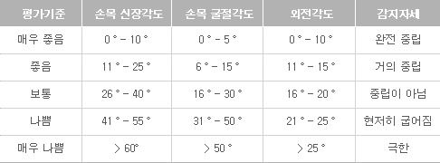 손과 손목의 자세