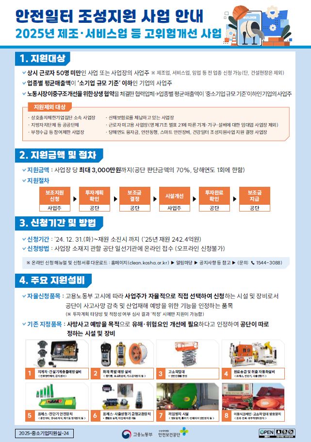 2025년 제조·서비스업 등 고위험개선 사업 안내 OPS