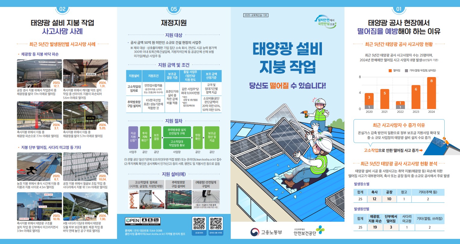 태양광설비 지붕작업 떨어짐 사고 예방 리플릿