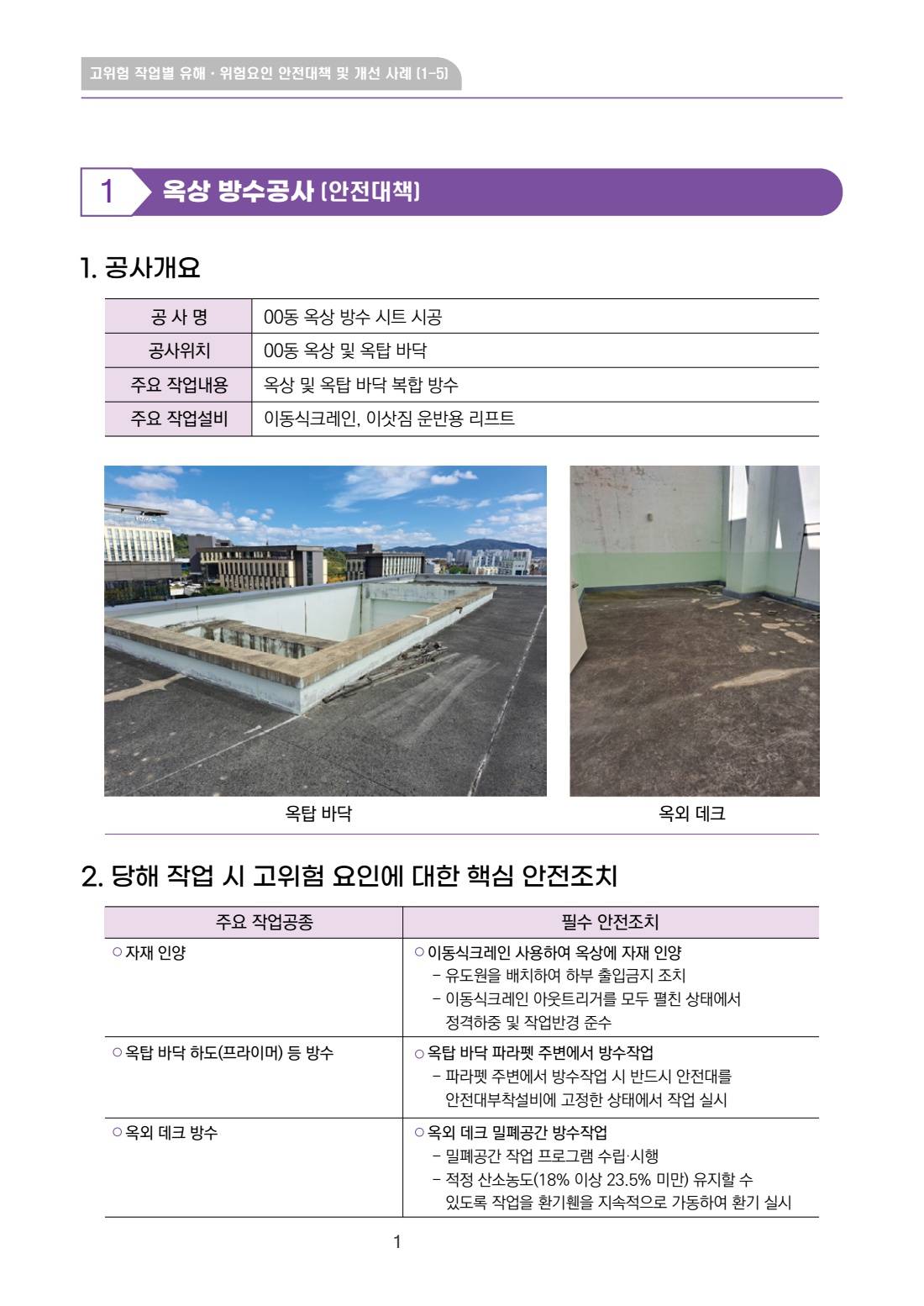 공사 용역 3105 옥상 방수공사(이삿짐운반용 리프트, 이동식크레인)