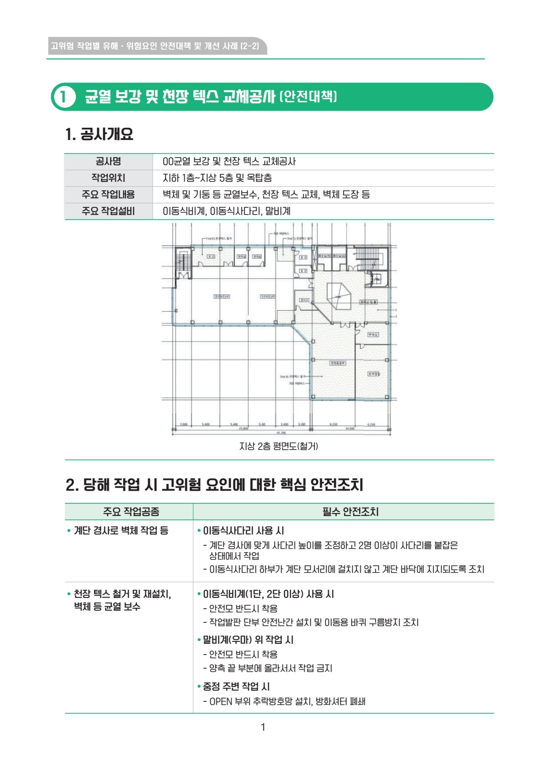 공사 용역 3202 균열 보강 및 천장 텍스 교체공사(이동식비계, 이동식사다리)