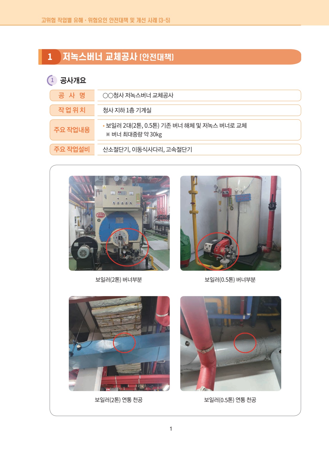 공사 용역 3305 저녹스버너 교체공사(산소절단기)