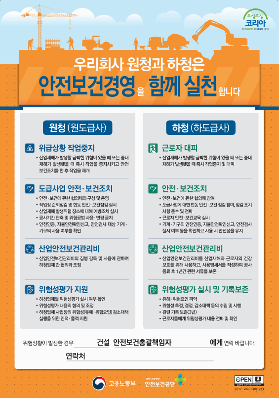 한국산업안전보건공단 | 자료마당 | 안전보건자료실 | 업종별 자료 | 건설업 | 포스터/스티커